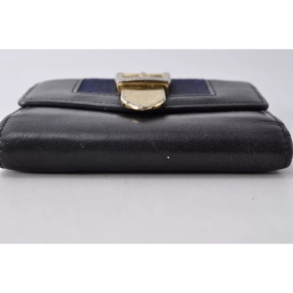 GUCCI Sherry Line Belt Clasp Tri-Fold Wallet Canvas Leather Used Unisex - Picture 9 of 11